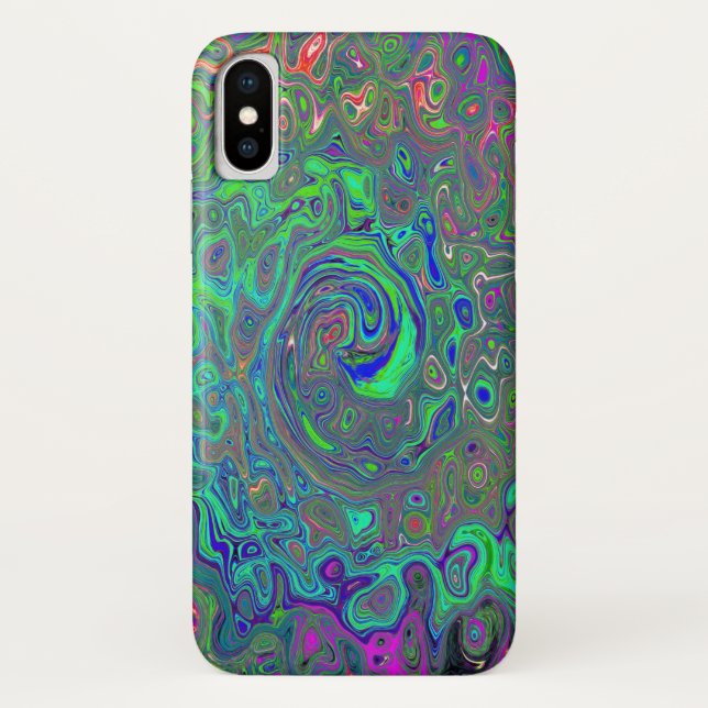 Capa Para iPhone, Case-Mate Cartela Trippy Chartreuse e Azul Líquido Retro (Verso)