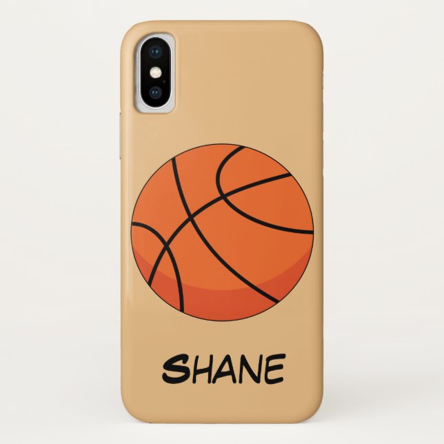 Capa Para iPhone, Case-Mate Cartoon Basketball Ball | Add Name (Verso)
