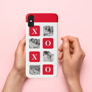 Capa Para iPhone Da Case-Mate Casal de Colagem Moderna Foto e XOXO Vermelho