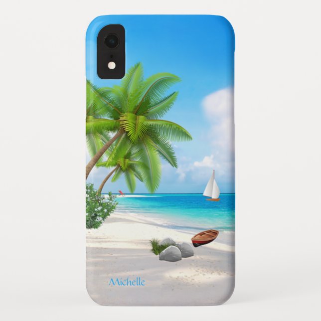 Capa Para iPhone, Case-Mate Caso: Caribe Praia com Nome (Verso)