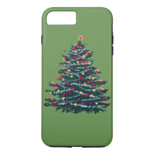 Capa iPhone 8 Plus/7 Plus Caso de fundo verde da árvore de Natal