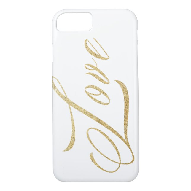 Capa Para iPhone, Case-Mate Caso do Dourado Sparkle Love iPhone 7 (Verso)