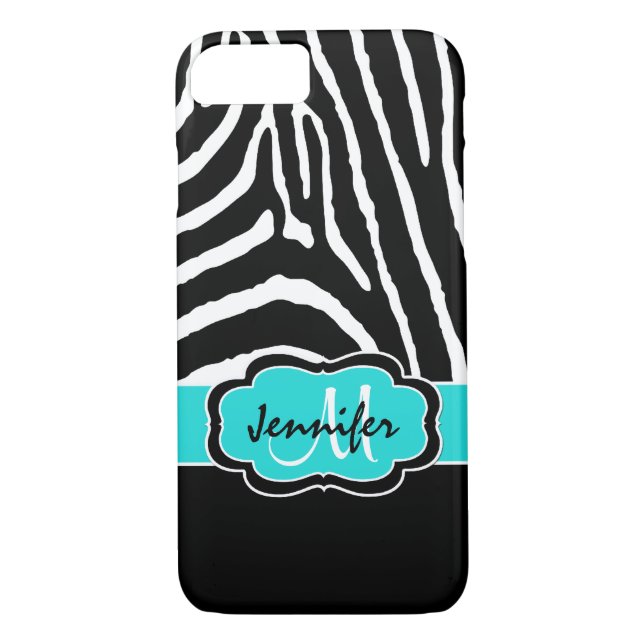 Capa Para iPhone, Case-Mate Caso do iPhone 7 | Bandas-zebra | Turquesa (Verso)