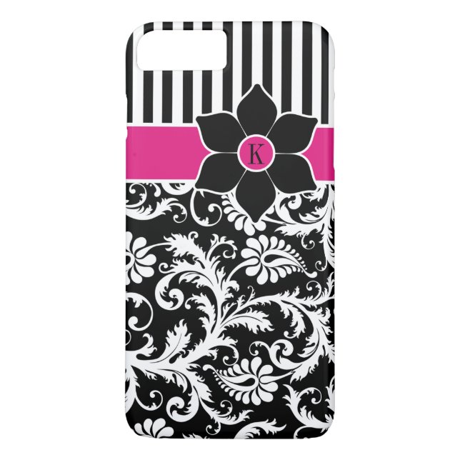 Capa Para iPhone, Case-Mate Caso do iPhone 7 | Damasco | Stripes | Fuchsia (Verso)