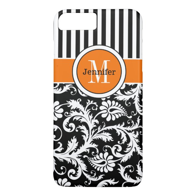 Capa Para iPhone, Case-Mate Caso do iPhone 7 | Damasco | Stripes | Laranja (Verso)