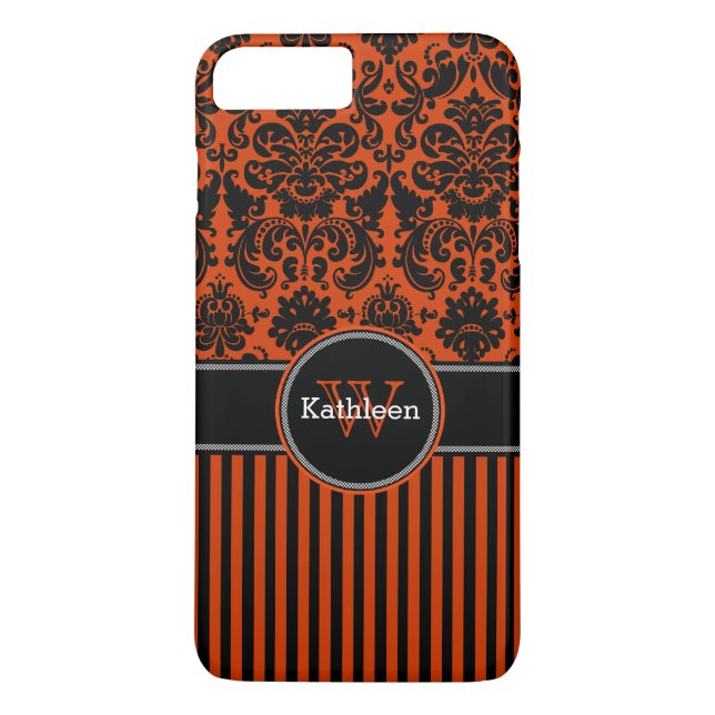 Capa Para iPhone, Case-Mate Caso do iPhone 7 | Damasco | Stripes | Laranja (Verso)
