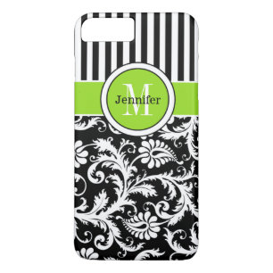 Capa iPhone 8 Plus/7 Plus Caso do iPhone 7 Damasco Stripes Limão