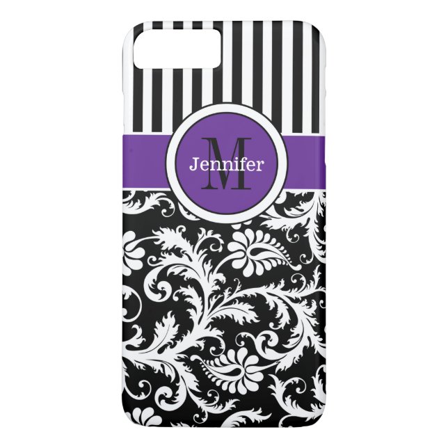 Capa Para iPhone, Case-Mate Caso do iPhone 7 | Damasco | Stripes | Roxo (Verso)