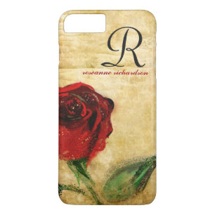 Capa Para iPhone Da Case-Mate Caso do iPhone 7 do monograma da rosa vermelha do