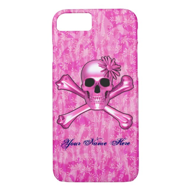 Capa Para iPhone, Case-Mate Caso do iPhone 7 do Skull Rosa Brilhante (Verso)