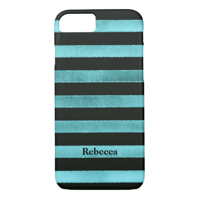 Capa Para iPhone, Case-Mate Caso do iPhone 7 | FAUX Aqua Foil | Estrias Negras (Verso)
