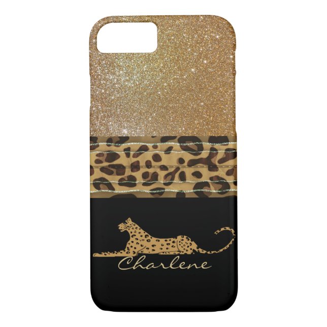 Capa Para iPhone, Case-Mate Caso do iPhone 7 Personalizado de Leopardo Dourado (Verso)