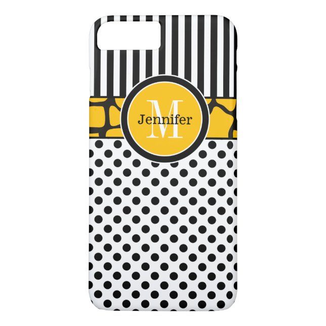 Capa Para iPhone, Case-Mate Caso do iPhone 7 | Stripes, pontos | Amarelo (Verso)