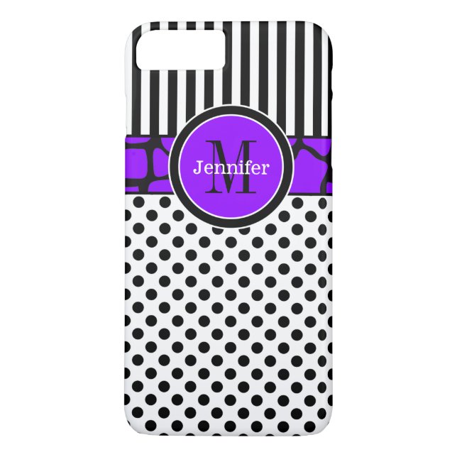 Capa Para iPhone, Case-Mate Caso do iPhone 7 | Stripes, pontos | Roxo (Verso)