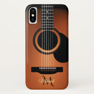 Capa Para iPhone X Caso do iPhone X do monograma da guitarra acústic