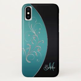 Capa Para iPhone X Caso elegante do iPhone X do monograma do preto e