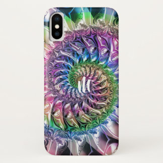 Capa Para iPhone Da Case-Mate Caso espiral do iPhone X do monograma do Fractal