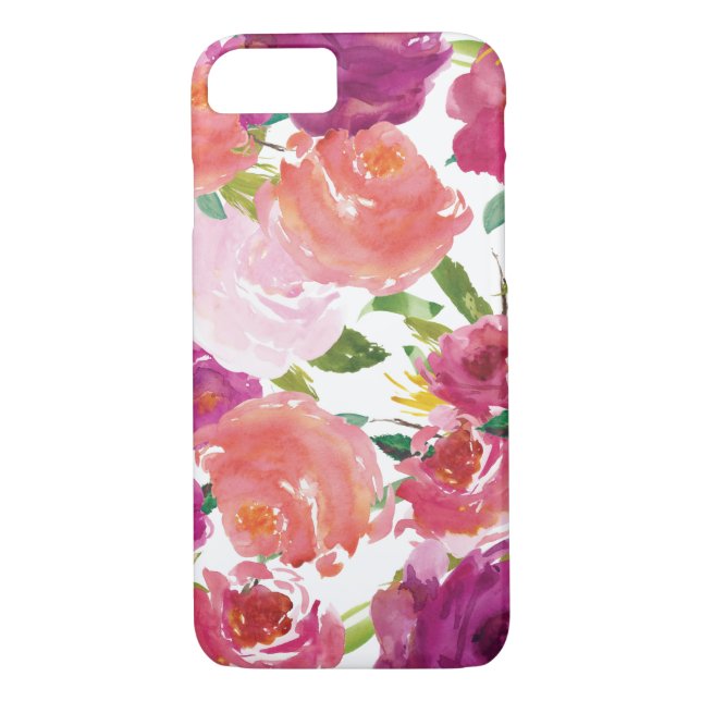 Capa Para iPhone, Case-Mate Caso floral do iPhone 7 da aguarela moderna (Verso)
