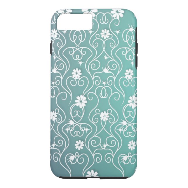 Capa Para iPhone, Case-Mate Caso iPhone 7 de espirais e flores brancas (Verso)