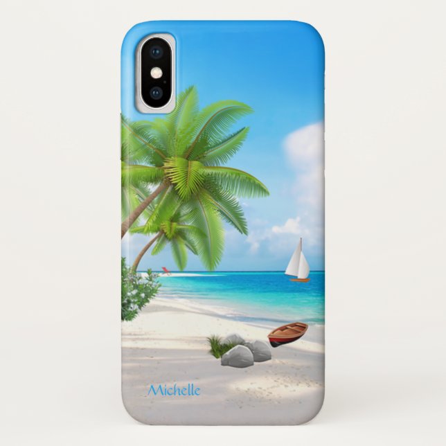 Capa Para iPhone, Case-Mate Caso: Praia Tropical do Oceano com Nome (Verso)