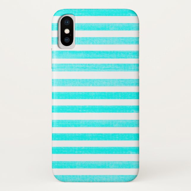Capa Para iPhone, Case-Mate Caso Turquesa e Stripe Branca iPhone X (Verso)