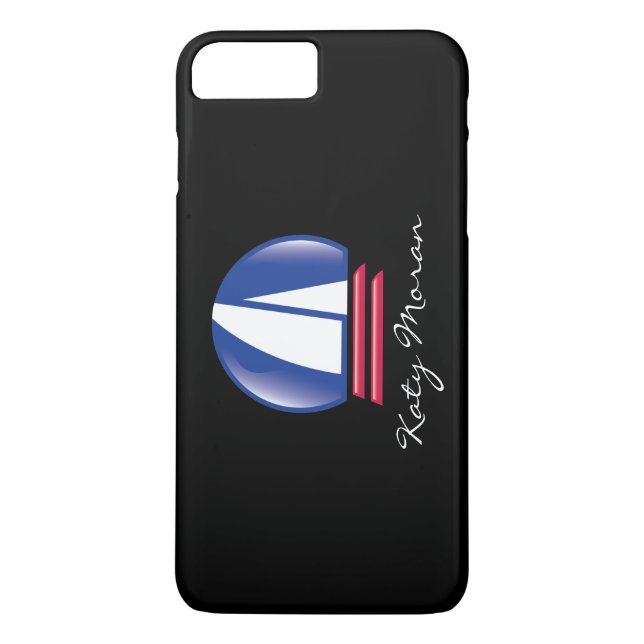 Capa Para iPhone, Case-Mate Catamaran Sailing_Blue Lua_em preto_personalizado (Verso)