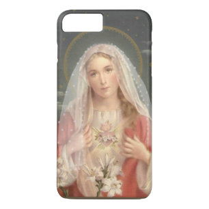 Capa iPhone 8 Plus/7 Plus Católico religioso abençoado do vintage da Virgem