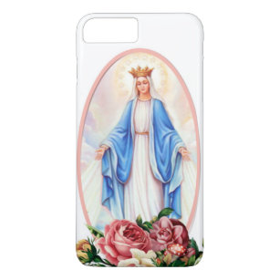Capa iPhone 8 Plus/7 Plus Católico religioso abençoado do vintage da Virgem