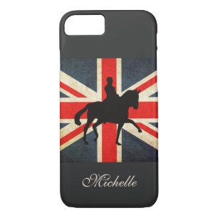 Capa iPhone 8/ 7 Cavalo de Dressage Personalizado e bandeira do Rei