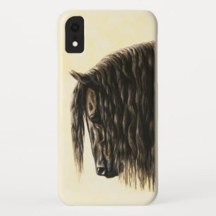Capa Para iPhone XR Cavalo de Rascunho Frísia Negro