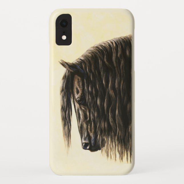 Capa Para iPhone, Case-Mate Cavalo de Rascunho Frísia Negro (Verso)