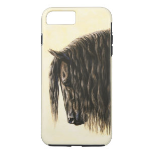 Capa iPhone 8 Plus/7 Plus Cavalo de Rascunho Frísia Negro