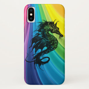Capa Para iPhone X Cavalo do Mar no Arco-íris