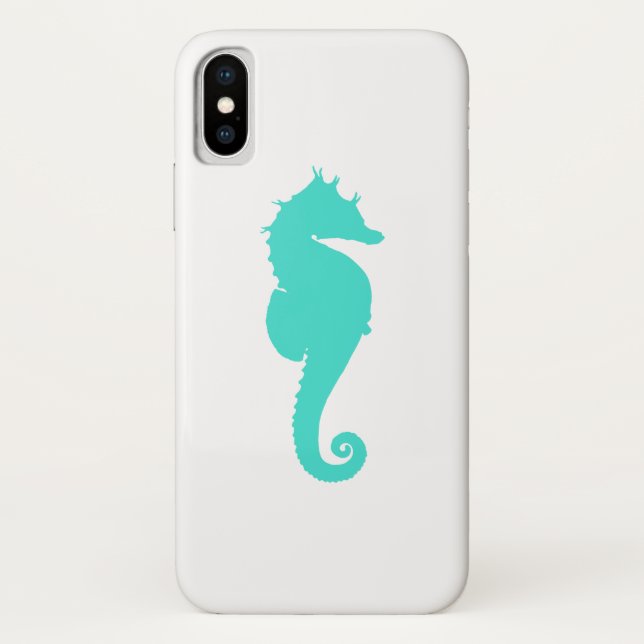 Capa Para iPhone, Case-Mate Cavalo do Mar Turquesa em Branco (Verso)