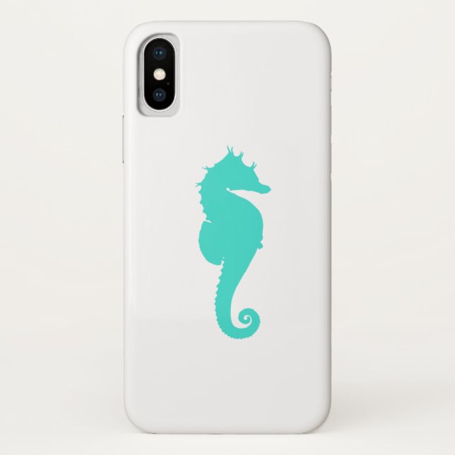 Capa Para iPhone, Case-Mate Cavalo do Mar Turquesa em Branco (Verso)