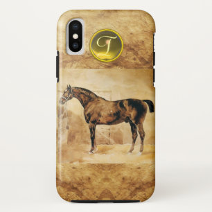 CAPA PARA iPhone XS CAVALO INGLÊS EM MONOGRAMA DE PARCHIMENTO MARÍTI