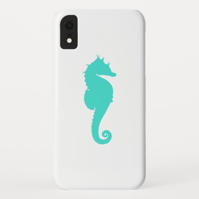 Capa Para iPhone, Case-Mate Cavalo-Marinho Turquesa em Branco (Verso)
