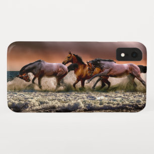 Capa Para iPhone Da Case-Mate Cavalos correndo no Surf oceânico ao pôr do sol