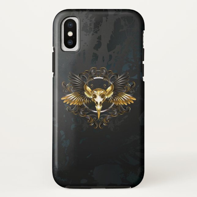 Capa Para iPhone, Case-Mate Caveira de ouro sobre fundo preto (Verso)