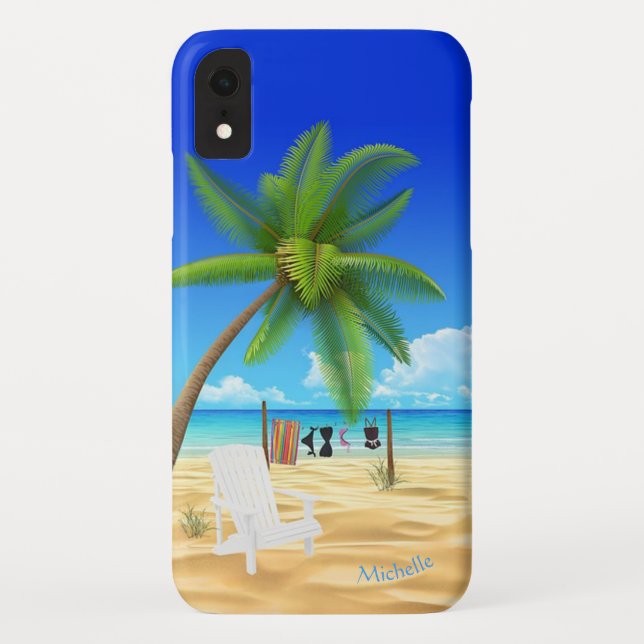 Capa Para iPhone, Case-Mate Cena de Praia do Oceano Tropical de Nome Personali (Verso)