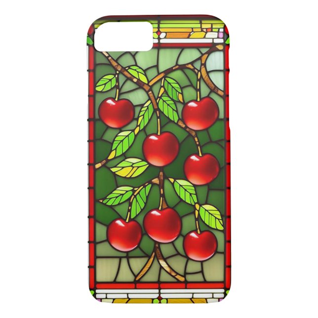 Capa Para iPhone, Case-Mate Cerejas Vermelhas Vibrantes com Folhas Verdes Rica (Verso)