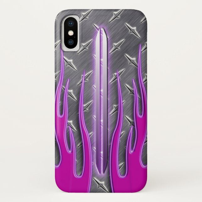 Capa Para iPhone, Case-Mate Chamas Quentes Rosa Quentes Diamondplate (Verso)