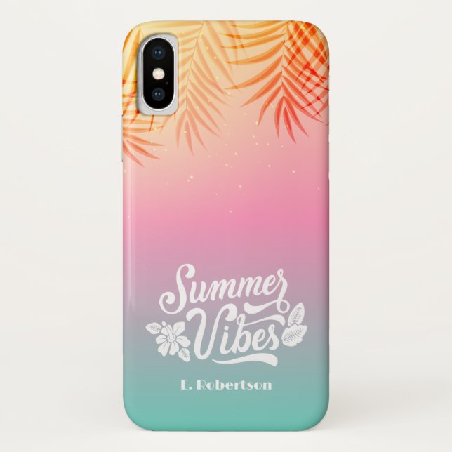 Capa Para iPhone, Case-Mate Chamo Tropical Sunrise Summer Vibes Nome Personali (Verso)
