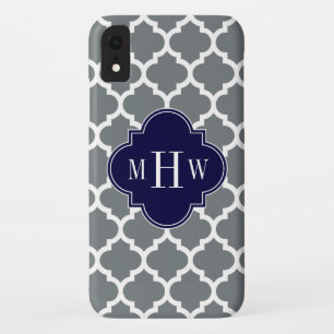 Capa Para iPhone Da Case-Mate Charcarvão branco marroquino #5 Marinho 3 Monogram