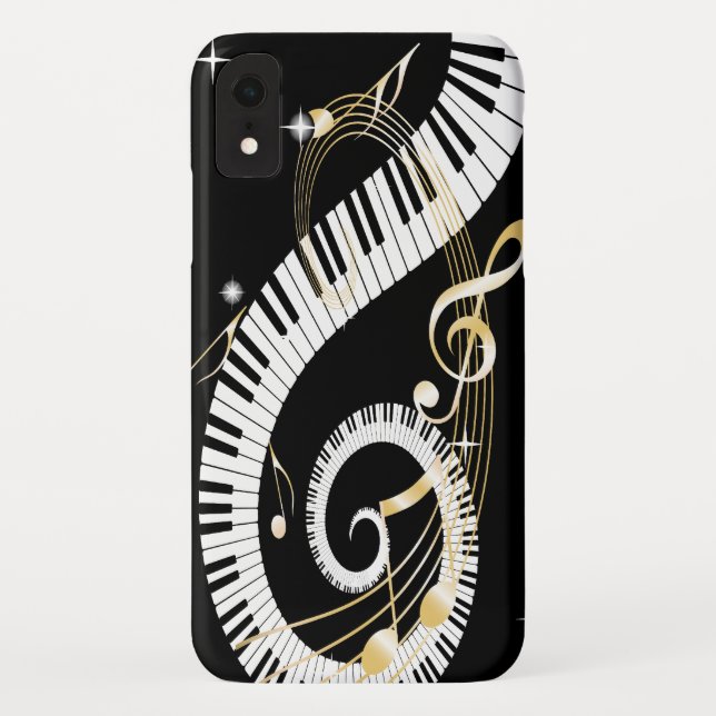 Capa Para iPhone, Case-Mate Chaves do piano e notas douradas da música (Verso)