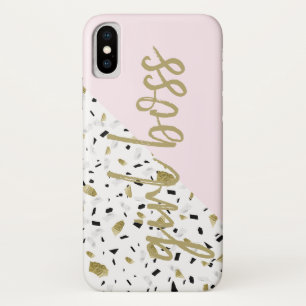 Capa Para iPhone Da Case-Mate Chefe Dourado Marble Terrazzo Menina  Rosa Moderna