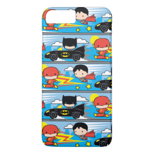 Capa Para iPhone Da Case-Mate Chibi Flash, Super-Homem e Padrão de Corrida do Ba