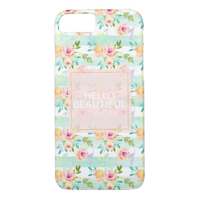 Capa Para iPhone, Case-Mate Chic Floral Mint Stripes (Verso)
