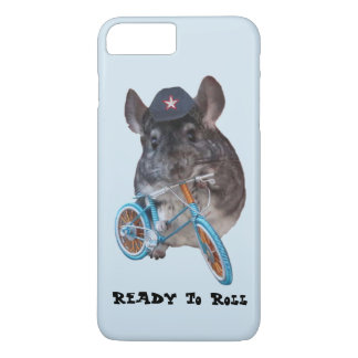 Capa iPhone 8 Plus/7 Plus Chinchilla segurando bicicleta vestindo boné de bo