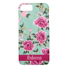 Capa iPhone 8/ 7 Chinoiserie Floral Rosa e Verde